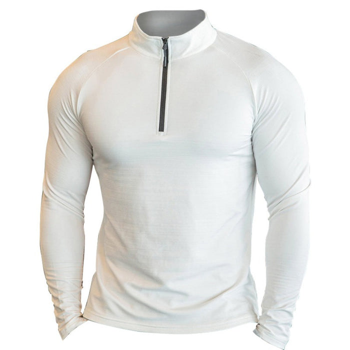 Stand Collar Zip Long Sleeve Sports T-Shirt