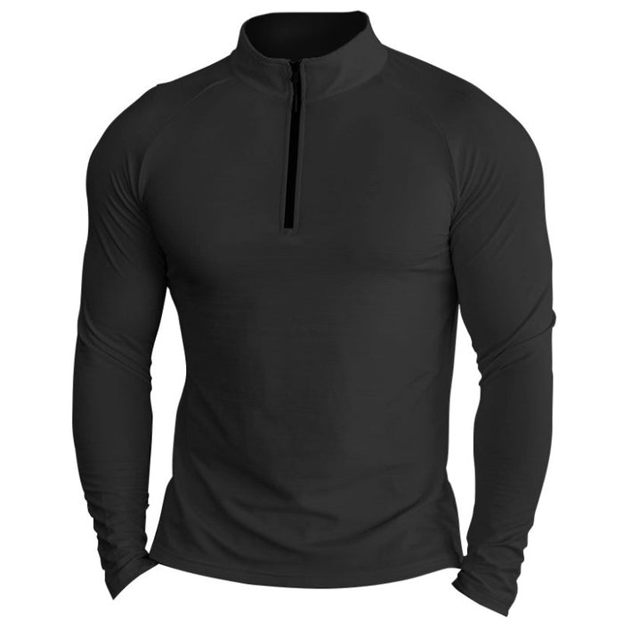 Stand Collar Zip Long Sleeve Sports T-Shirt