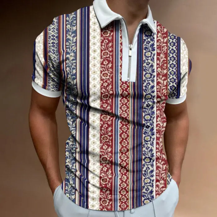 Men's Vintage Totem Print Polo T-Shirt