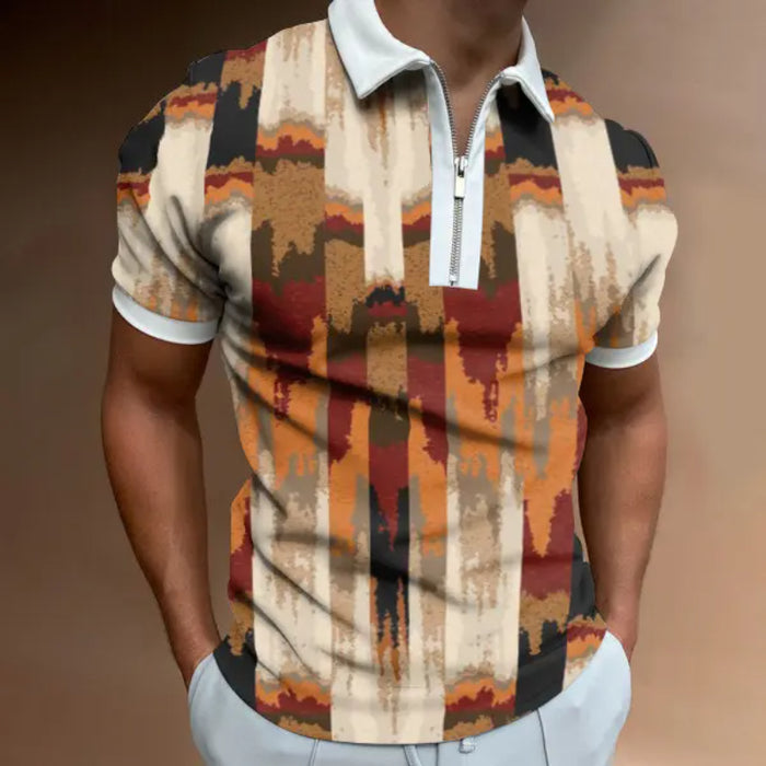 Men's Vintage Totem Print Polo T-Shirt