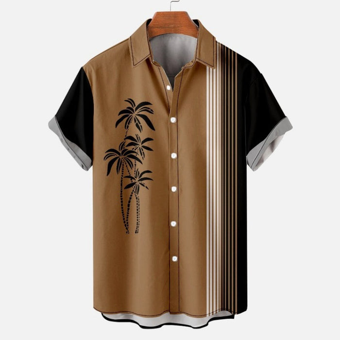 Tropical Palm Print Button-Down Shirt