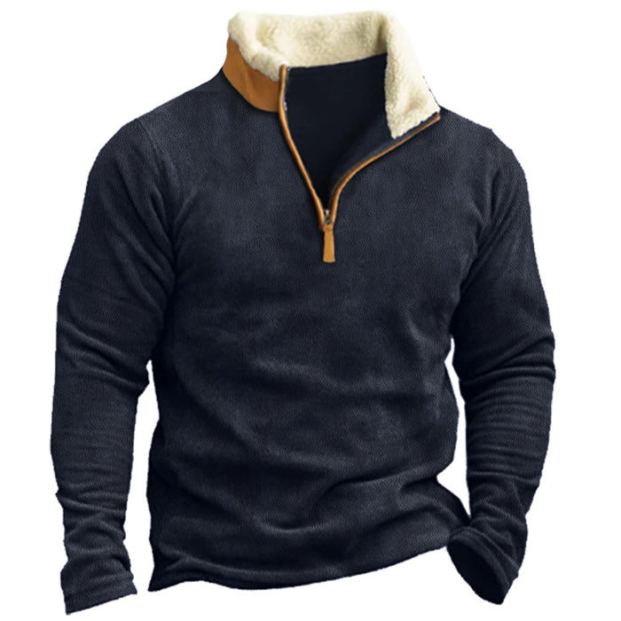 Men's Zip Front Lamb Wool Thermal Sweatshirt