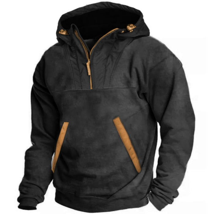 Men's Zippered Drawstring Hooded Sweatshirt