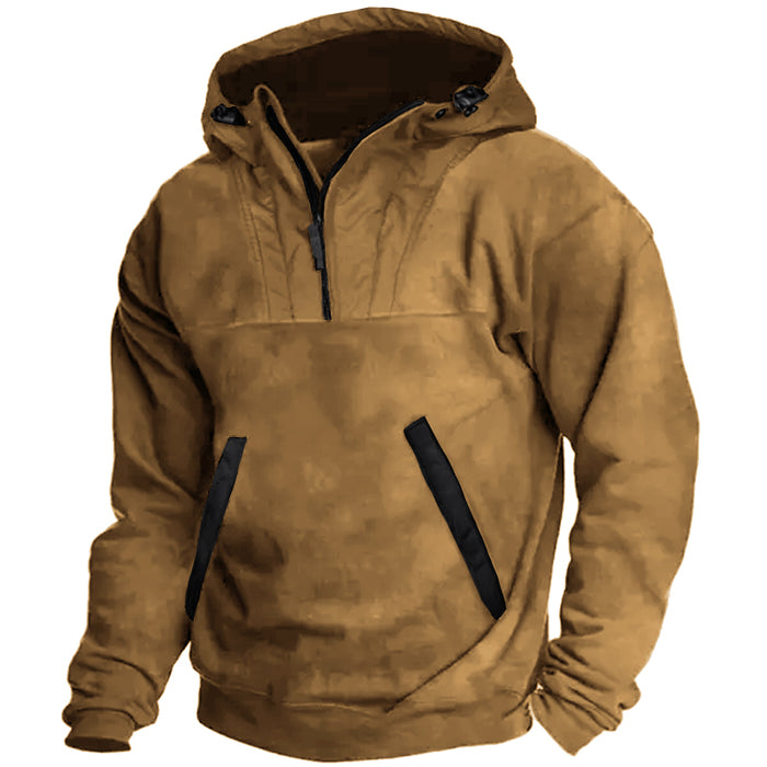 Men's Zippered Drawstring Hooded Sweatshirt