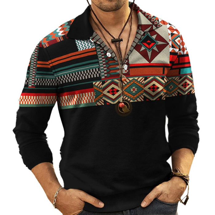 Tribal Print Polo T-Shirt