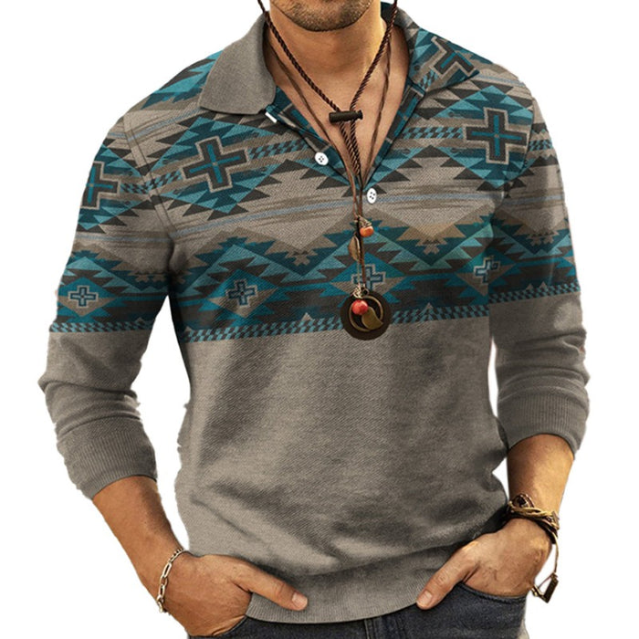 Tribal Print Polo T-Shirt