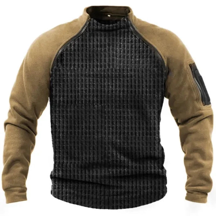 Waffle Fleece Stitching Warm T-Shirt