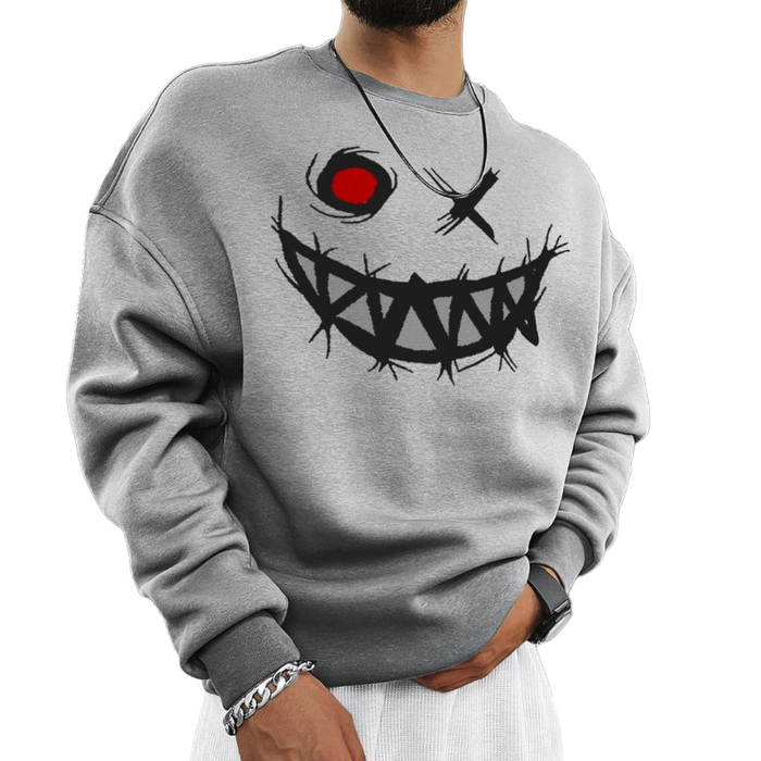 Smiley Print Casual Men's Sweatshirt