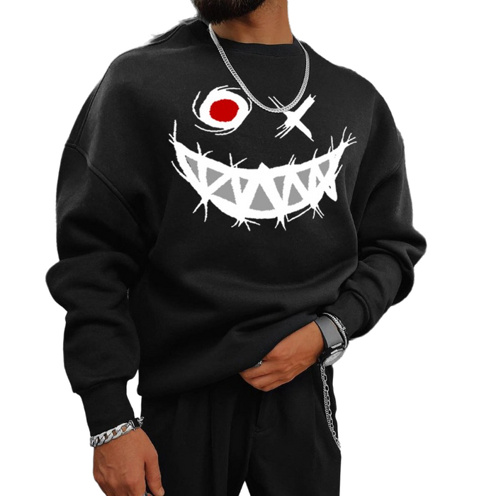 Smiley Print Casual Men's Sweatshirt